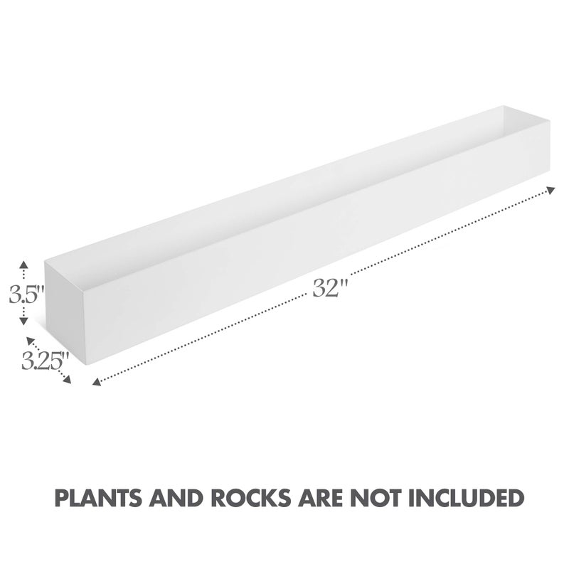 DR&Co صندوق زراعة مستطيل حديث من DR&Co - 32" صندوق معدني مثالي للنباتات العصارية الطويلة، صندوق مستطيل للطاولة أو حافة النافذة، حوض للنافذة الداخلية، أبيض - Image 2